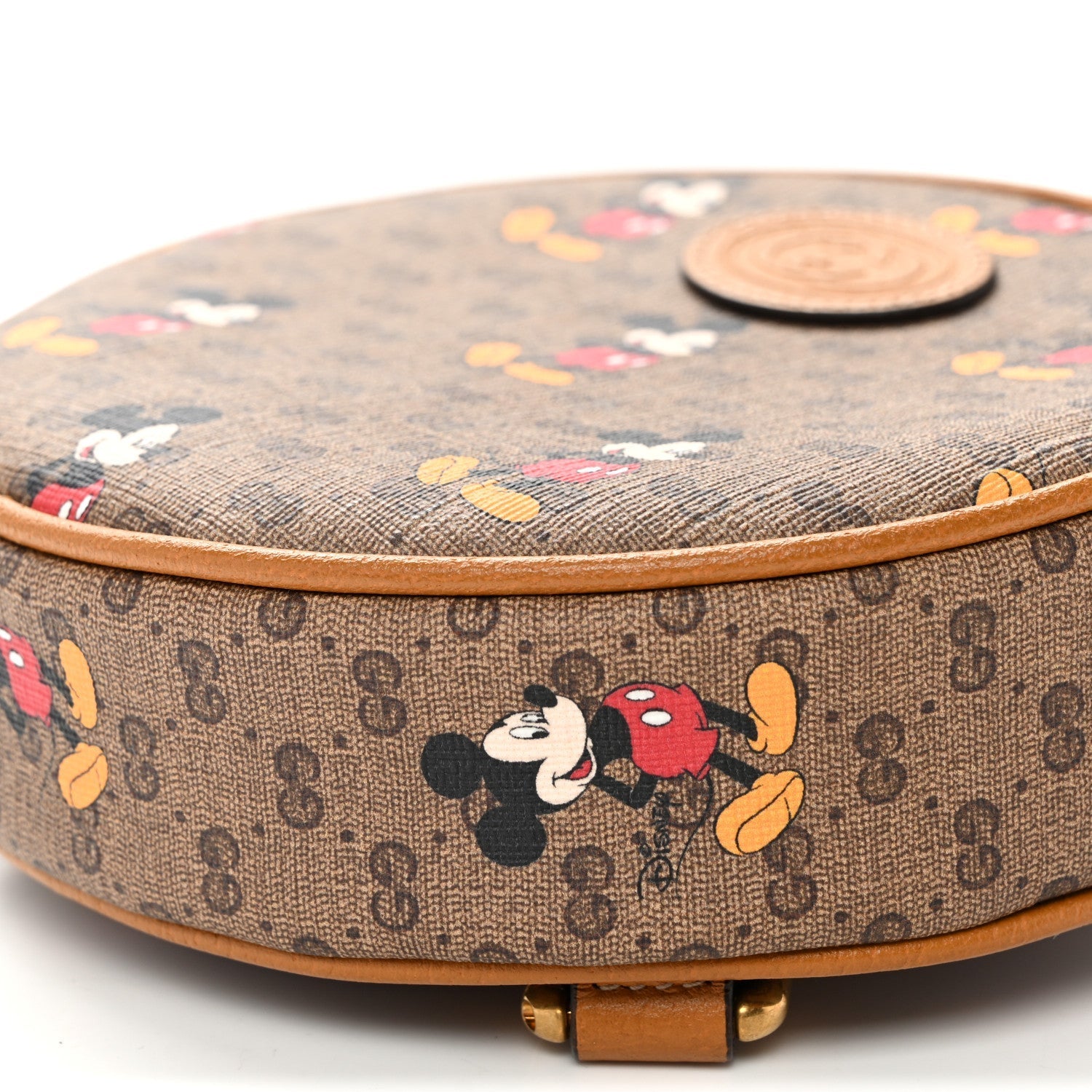 X DISNEY Mini Vintage GG Supreme Monogram Mickey Mouse Round Backpack  Beige Vintage Sun Oil