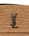 Raffia Calfskin Monogram Medium Niki Chain Satchel Natural