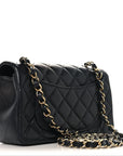 Lambskin Quilted Mini Rectangular Flap Black