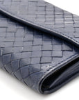 Nappa Intrecciato Continental Flap Wallet Dark Blue