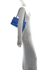 Lambskin Quilted Medium Double Flap Blue
