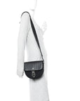 Calfskin Canvas Never Still Crossbody Flap Bag Black