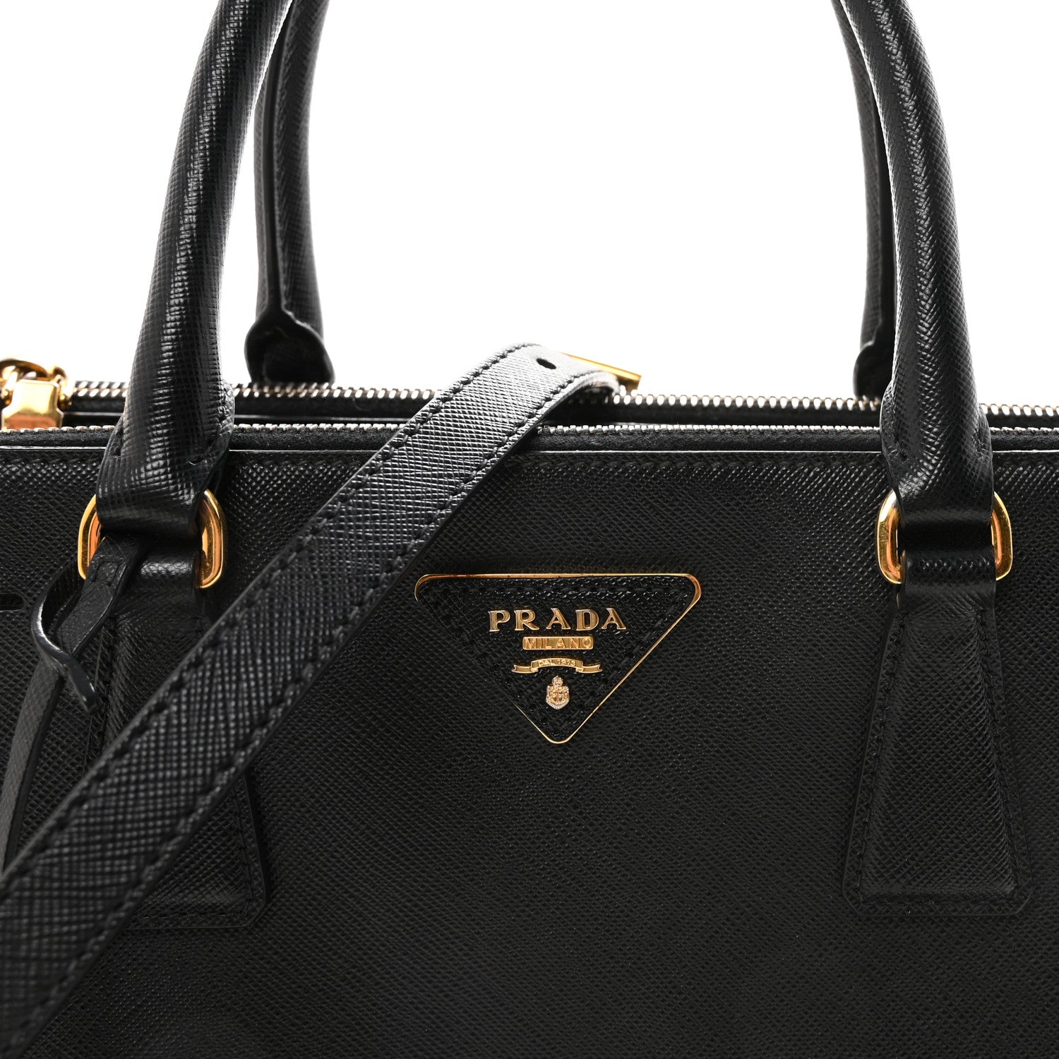 Saffiano Small Galleria Double Zip Tote Black