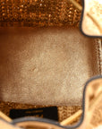 Raffia Lurex Vitello Laminato F is FNDI FF Crochet Mini Mon Tresor Bucket Bag Natural Oro