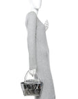 Mirror Laminated Nappa Maxi Intrecciato Mini Arco  Silver