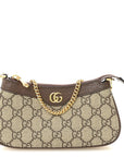 GG Supreme Monogram Textured Dollar Calfskin Mini Ophidia Chain Bag Beige Ebony
