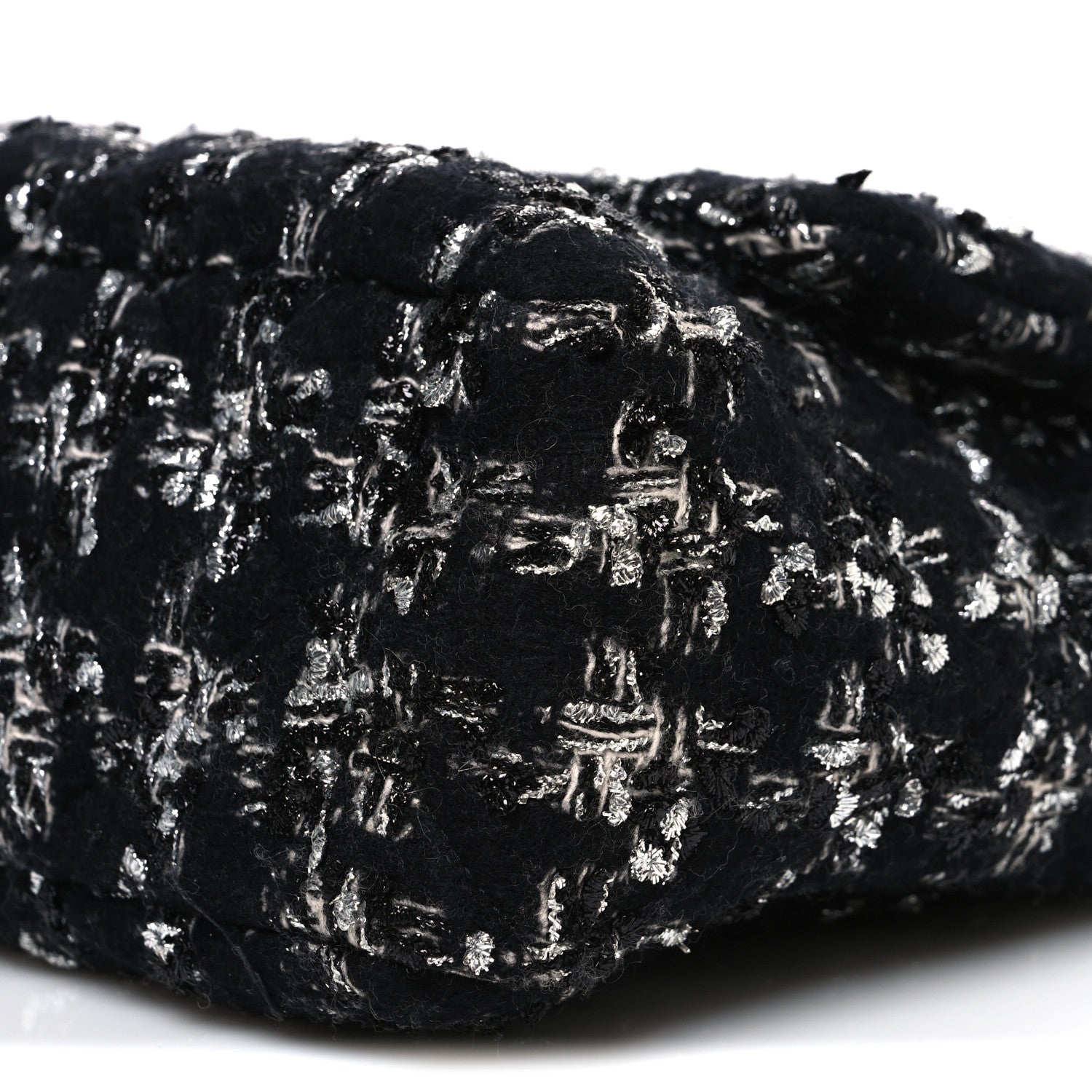 Tweed Quilted Large CHNL 19 Flap Black Silver Ecru