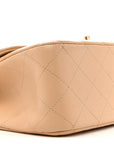 Caviar Quilted Jumbo Double Flap Beige