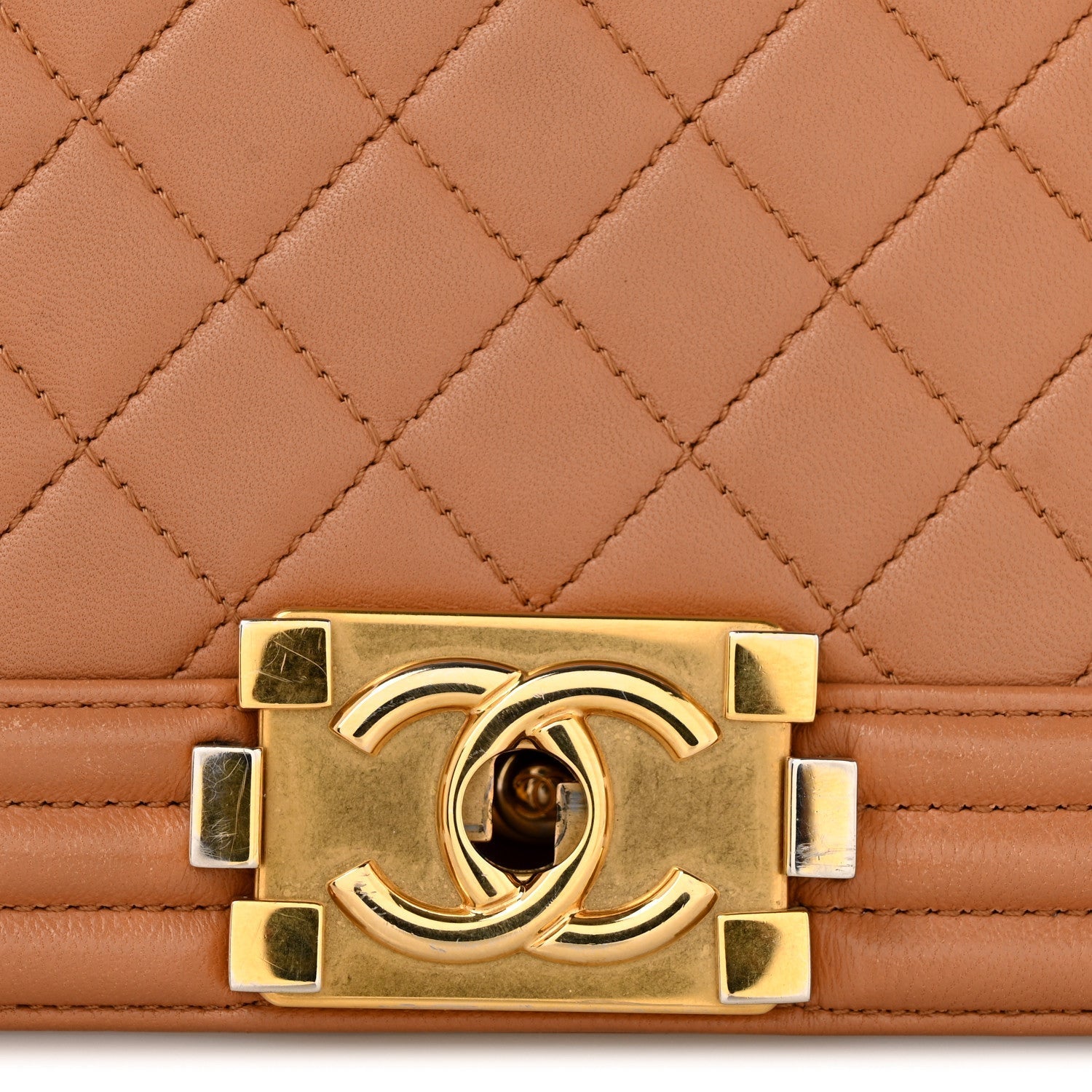 Lambskin Quilted New Medium Boy Flap Dark Beige