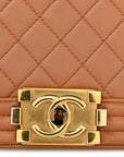 Lambskin Quilted New Medium Boy Flap Dark Beige