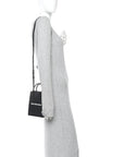 Calfskin Crocodile Embossed Logo Shopping Phone Holder Bag Black