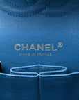 Iridescent Caviar Quilted Medium Double Flap Blue
