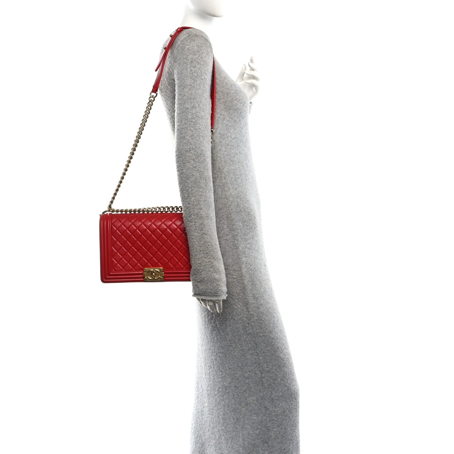 Lambskin Quilted New Medium Boy Flap Red