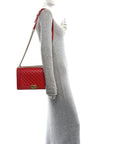 Lambskin Quilted New Medium Boy Flap Red