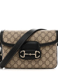 GG Supreme Monogram Horsebit 1955 Soft Small Shoulder Bag Beige Black