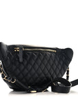 Lambskin Quilted Waist Bag Fanny Pack Black