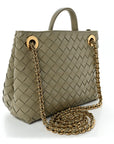 Nappa Intrecciato Small Andiamo With Chain Shoulder Bag Travertine