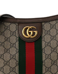 GG Supreme Monogram Web Small Ophidia Half Moon Hobo Brown