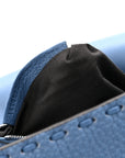 Cuoio Roma Sellerissima Nappa Sintetica Tape Stitch Baguette Placca Placca Argento Blue