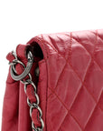 Glazed Calfskin Quilted Soft Boy Flap Red