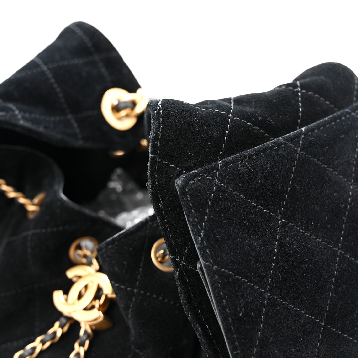 Suede Quilted Small CHNL 25 Handbag Black