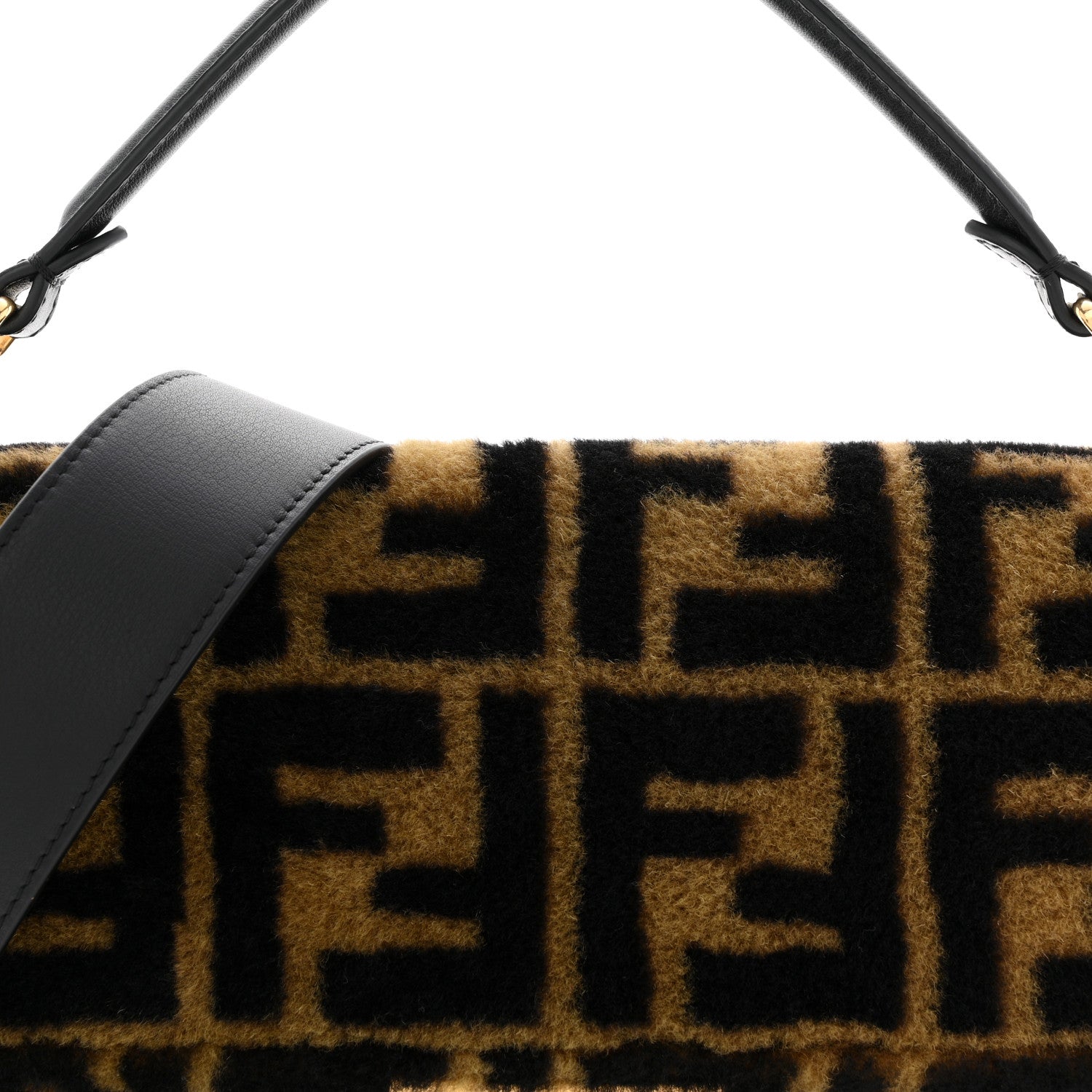 Shearling Vitello Dolce Macro FF 1974 Baguette Tobacco Black