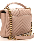 Sheepskin Matelasse Chevron Monogram Medium College Bag Rose Poudre