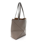 Grained Calfskin Medium Puzzle Fold Tote Taupe