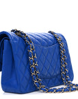Lambskin Quilted Medium Double Flap Blue
