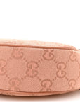 GG Supreme Monogram Textured Calfskin Web Mini Ophidia Half Moon Hobo Rose Pink