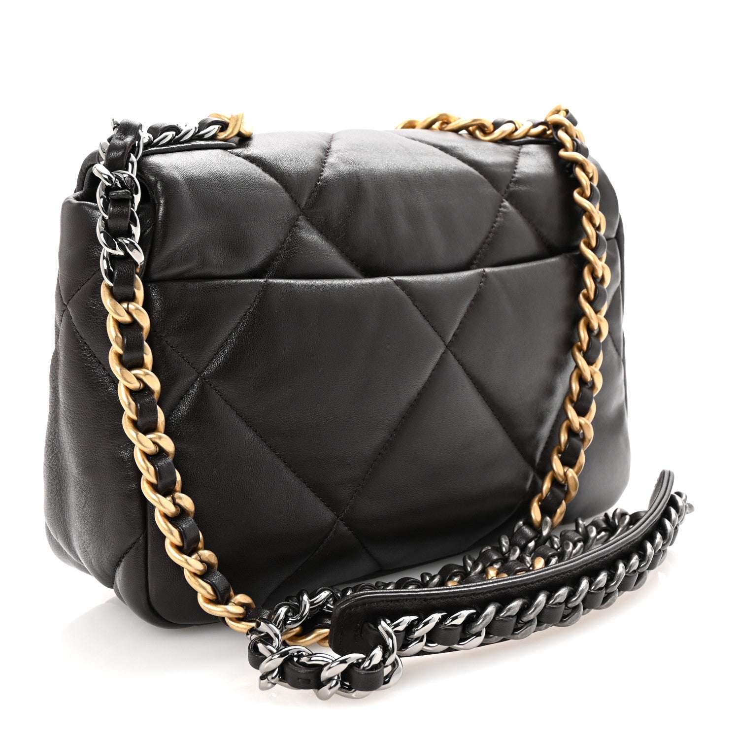 Lambskin Quilted Medium CHNL 19 Flap Dark Brown