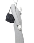 Crinkled Calfskin Matelasse Monogram Medium Niki Chain Satchel Black