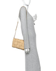 Gloss Calfskin Croc Embossed Intreccio Cassette Crossbody Bag Praline