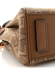 Calfskin Canvas Allover La Medusa Small Top Handle Handbag Brown