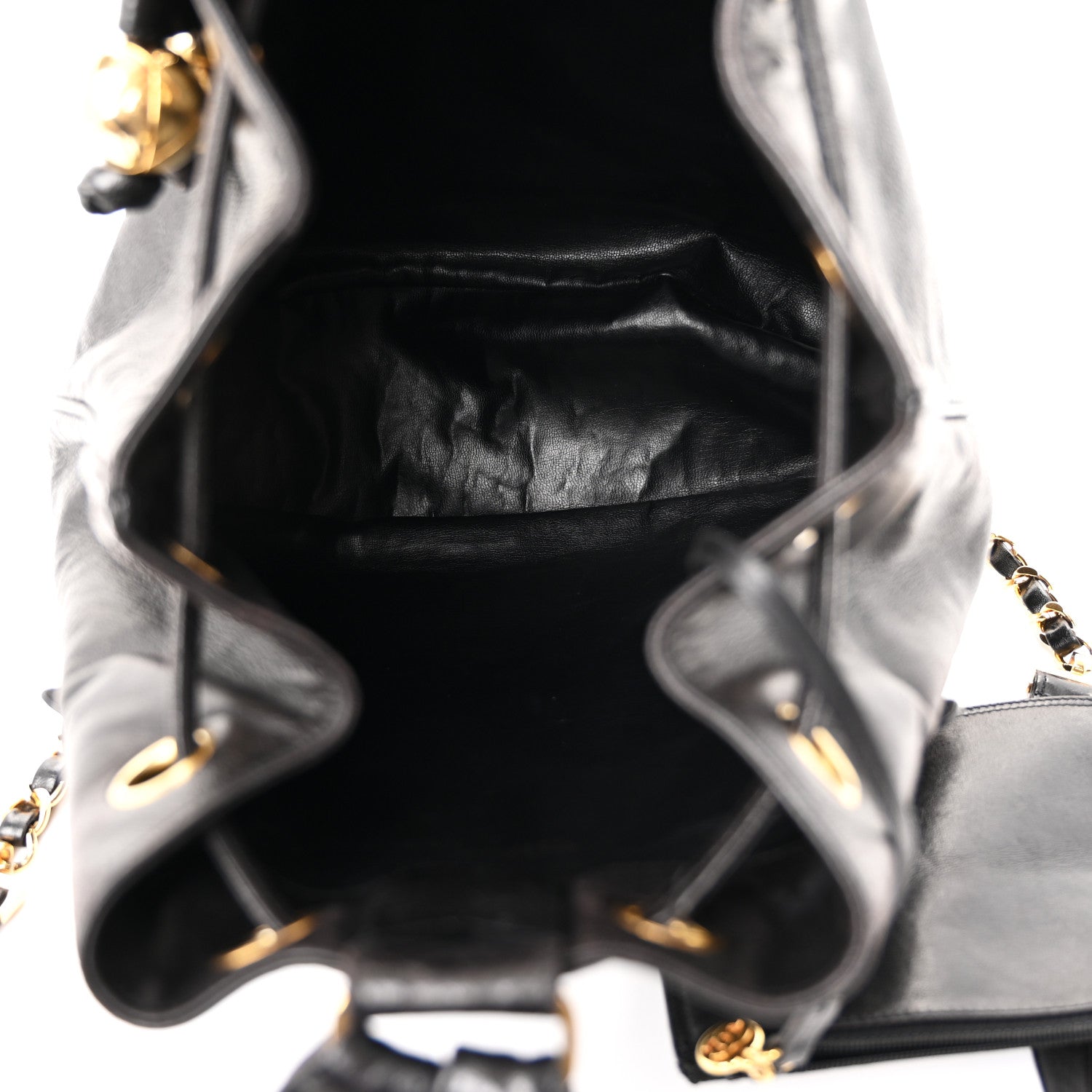 Lambskin CC Drawstring Backpack Black