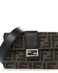 Recycled Fabric Jacquard Vitello Grace FF 1974 Baguette Belt Pouch Tobacco Moro Black