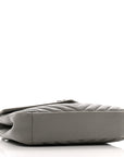Sheepskin Matelasse Chevron Monogram Medium College Bag Granite