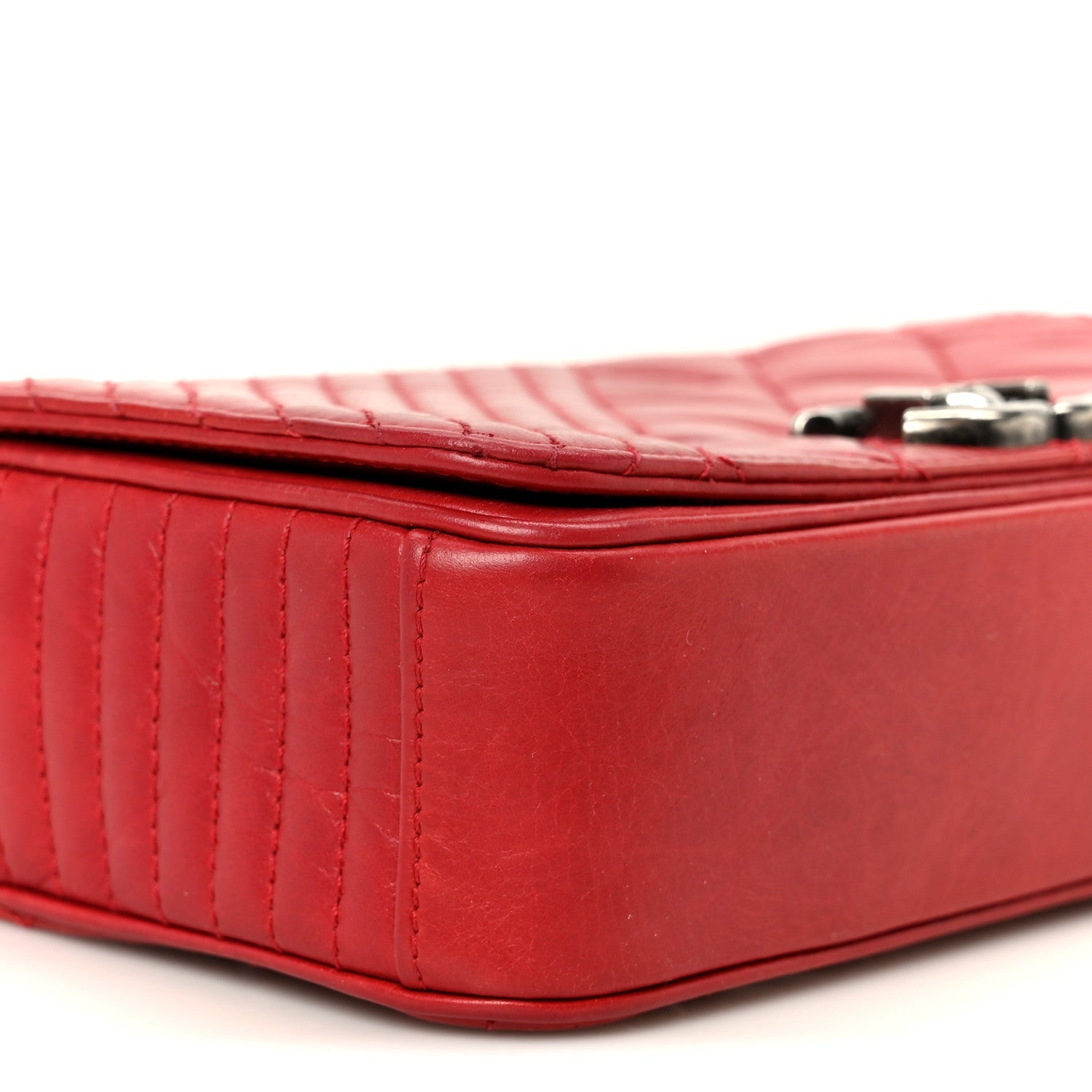 Glazed Calfskin Quilted Small Coco Boy Flap Red