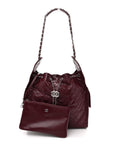 Shiny Crumpled Calfskin Quilted Medium CHNL 25 Handbag Dark Burgundy