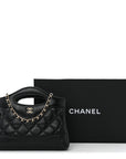 Shiny Crumpled Calfskin Quilted Nano 31 Shopping Bag Black