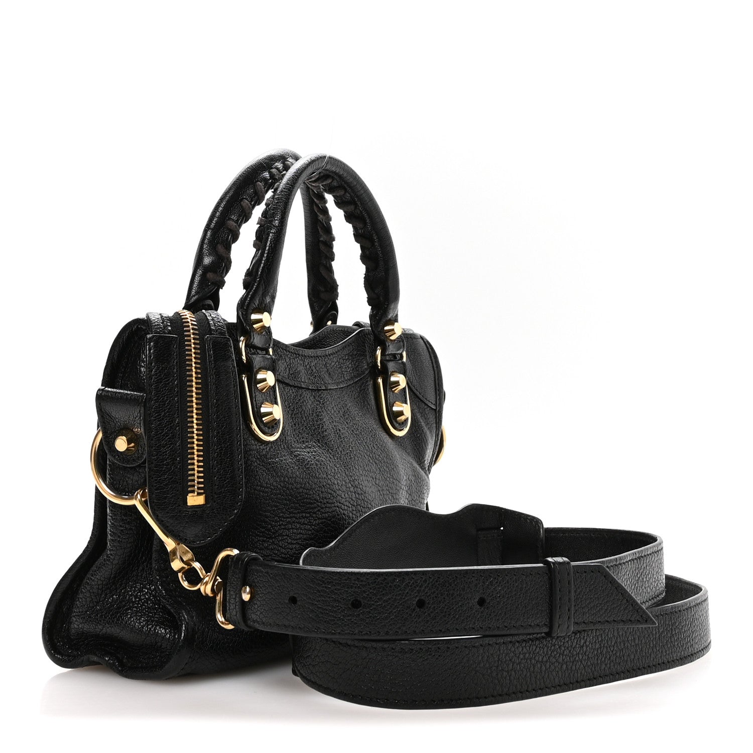 Chevre Gold Metallic Edge Hardware Mini City Black