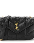 Lambskin Quilted Toy Loulou Puffer Monogram Chain Satchel Black
