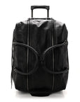 Agneau Silver Hardware Duffle Carry On Travel Bag Black
