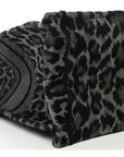 Canvas Mizza Embroidered Large Leopard Book Tote Grey