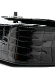 Shiny Alligator Mini Rectangular Flap Black