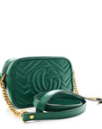 Calfskin Matelasse Small GG Marmont Chain Shoulder Bag Emerald Green