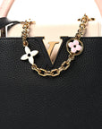 Taurillon Flower Chain Capucines MM Black Cream Pink