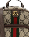 GG Supreme Monogram Web Mini Ophidia Double Zip Messenger Bag Beige New Acero