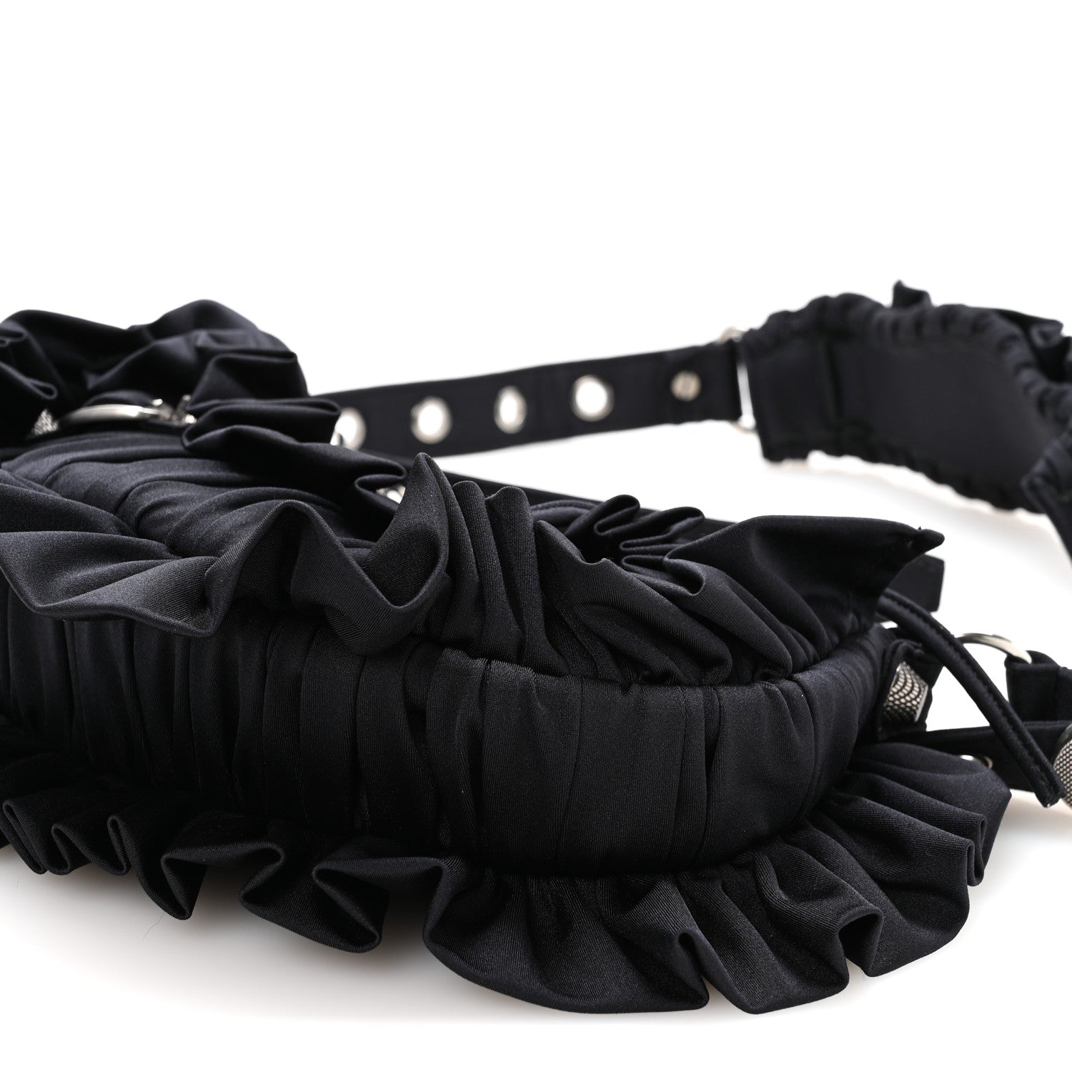 Ruffled Jersey Le Cagole Shoulder Bag XS Black