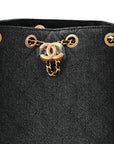 Washed Denim Quilted Small CHNL 25 Handbag Black